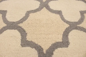 Cream & Tan Trellis 5X8 Hand-Tufted Modern Rug