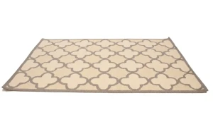 Cream & Tan Trellis 5X8 Hand-Tufted Modern Rug