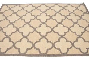 Cream & Tan Trellis 5X8 Hand-Tufted Modern Rug
