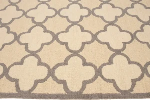 Cream & Tan Trellis 5X8 Hand-Tufted Modern Rug