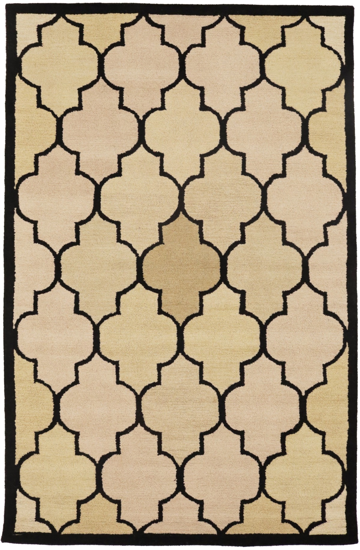 Cream & Black Trellis 5X8 Hand-Tufted Modern Rug