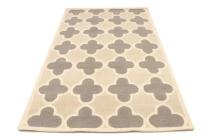 Cream Beige Taupe Trellis 5X8 Hand-Tufted Modern Rug