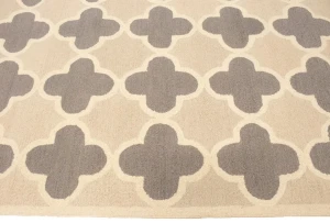 Cream Beige Taupe Trellis 5X8 Hand-Tufted Modern Rug