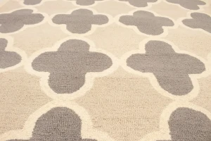 Cream Beige Taupe Trellis 5X8 Hand-Tufted Modern Rug