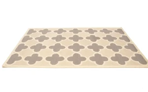 Cream Beige Taupe Trellis 5X8 Hand-Tufted Modern Rug