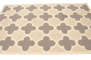 Cream Beige Taupe Trellis 5X8 Hand-Tufted Modern Rug