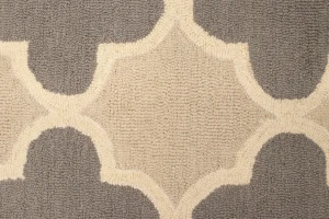 Cream Beige Taupe Trellis 5X8 Hand-Tufted Modern Rug