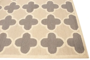 Cream Beige Taupe Trellis 5X8 Hand-Tufted Modern Rug