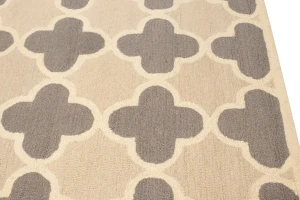 Cream Beige Taupe Trellis 5X8 Hand-Tufted Modern Rug