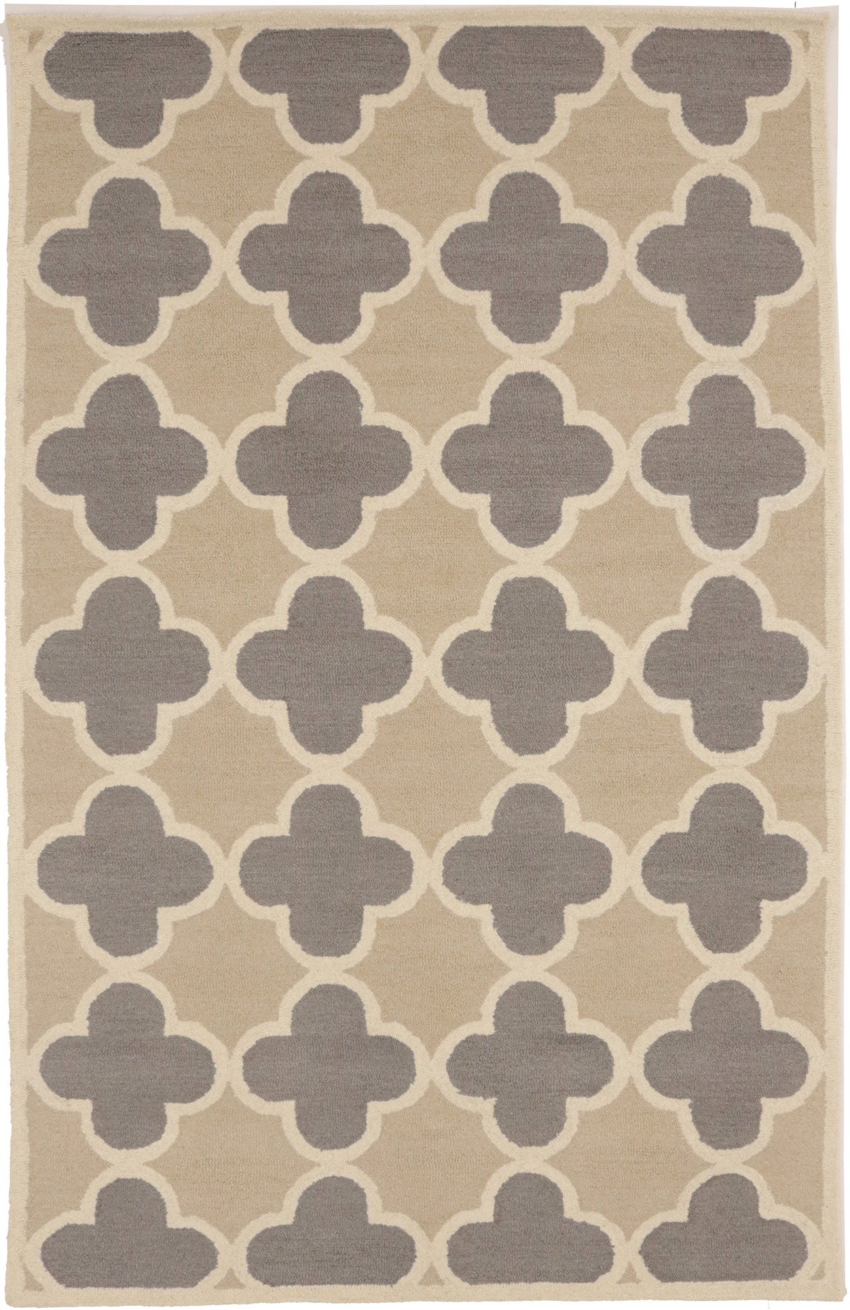 Beige Taupe Cream Trellis 5X8 Hand-Tufted Modern Rug