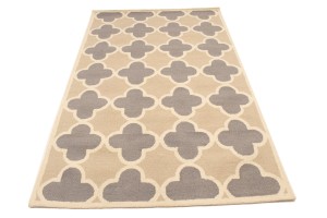 Beige Taupe Cream Trellis 5X8 Hand-Tufted Modern Rug