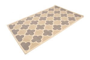 Beige Taupe Cream Trellis 5X8 Hand-Tufted Modern Rug