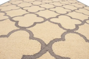 Cream & Taupe Trellis 5X8 Hand-Tufted Modern Rug