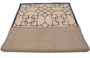 Cream & Purple-navy Geometric 5X8 Hand-Tufted Modern Rug
