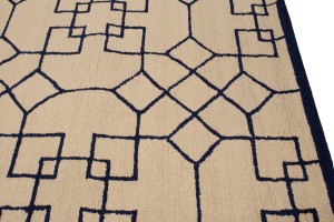Cream & Purple-navy Geometric 5X8 Hand-Tufted Modern Rug