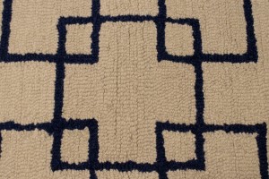 Cream & Purple-navy Geometric 5X8 Hand-Tufted Modern Rug