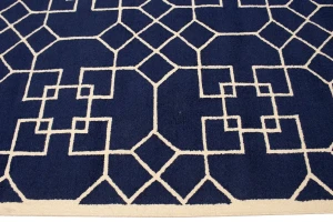 Purple-navy Cream Geometric 5X8 Hand-Tufted Modern Rug