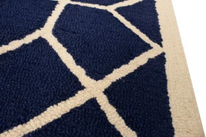 Purple-navy Cream Geometric 5X8 Hand-Tufted Modern Rug
