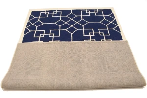 Purple-navy Cream Geometric 5X8 Hand-Tufted Modern Rug