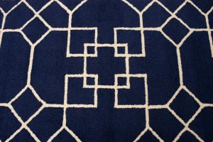 Purple-navy Cream Geometric 5X8 Hand-Tufted Modern Rug