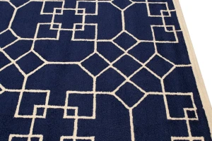 Purple-navy Cream Geometric 5X8 Hand-Tufted Modern Rug