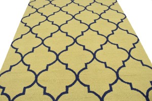Golden Beige & Plum Trellis 5X8 Hand-Tufted Modern Rug