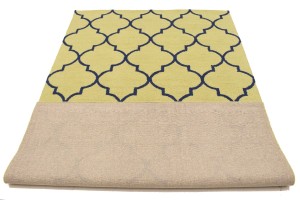 Golden Beige & Plum Trellis 5X8 Hand-Tufted Modern Rug