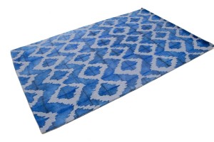 Blue Abstract 5X8 Hand-Tufted Modern Rug