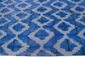 Blue Abstract 5X8 Hand-Tufted Modern Rug