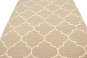 Cream & Beige Trellis 5X8 Hand-Tufted Modern Rug
