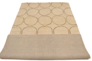 Cream & Brown Abstract 5X8 Hand-Tufted Modern Rug