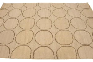 Cream & Brown Abstract 5X8 Hand-Tufted Modern Rug