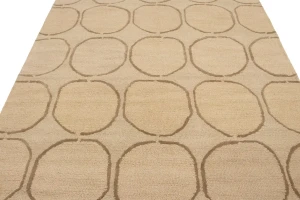 Cream & Brown Abstract 5X8 Hand-Tufted Modern Rug