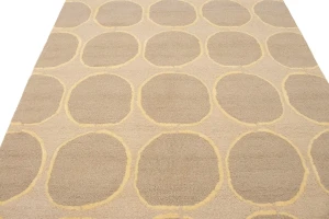 Beige Abstract 5X8 Hand-Tufted Modern Rug