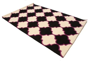 Fuchsia & Black Trellis 5X8 Hand-Tufted Modern Rug