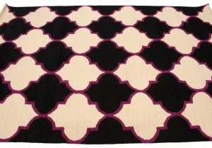 Fuchsia & Black Trellis 5X8 Hand-Tufted Modern Rug