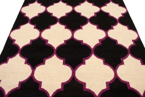 Fuchsia & Black Trellis 5X8 Hand-Tufted Modern Rug