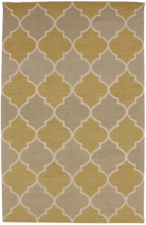 Beige & Gold Trellis 5X8 Hand-Tufted Modern Rug