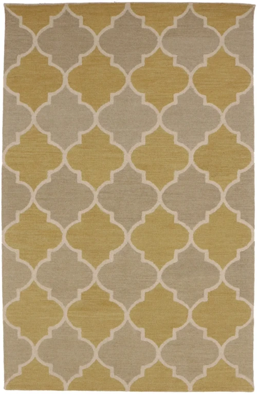 Beige & Gold Trellis 5X8 Hand-Tufted Modern Rug