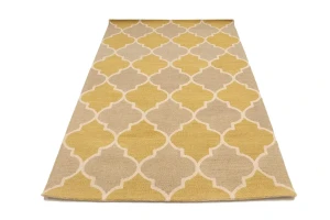 Beige & Gold Trellis 5X8 Hand-Tufted Modern Rug