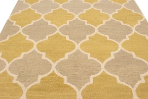 Beige & Gold Trellis 5X8 Hand-Tufted Modern Rug