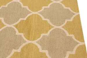 Beige & Gold Trellis 5X8 Hand-Tufted Modern Rug