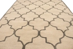 Cream & Brown Trellis 5X8 Hand-Tufted Modern Rug