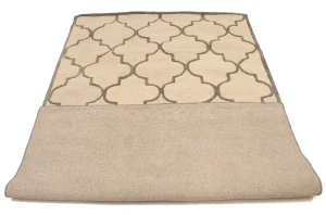 Cream & Brown Trellis 5X8 Hand-Tufted Modern Rug