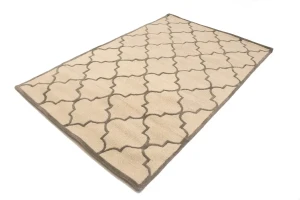 Cream & Brown Trellis 5X8 Hand-Tufted Modern Rug