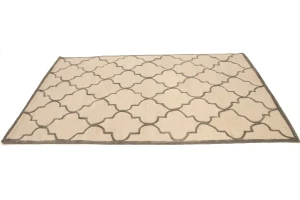Cream & Brown Trellis 5X8 Hand-Tufted Modern Rug