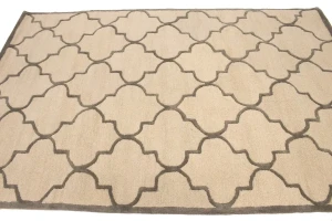 Cream & Brown Trellis 5X8 Hand-Tufted Modern Rug