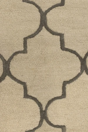 Cream & Brown Trellis 5X8 Hand-Tufted Modern Rug