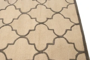 Cream & Brown Trellis 5X8 Hand-Tufted Modern Rug