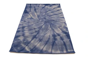Purple-navy Tie-Dye 5X8 Hand-Tufted Modern Rug